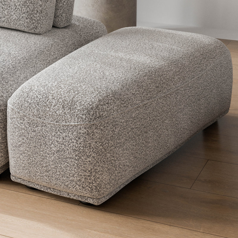 Aukeem Upholstered Ottoman, Gray Boucle