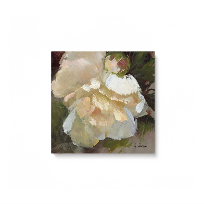 «Graceful White Peony Bloom II», reproduction sur toile 12 po x 12 po, H 12 po x l 12 po x P 1,25 po, Toile tendue