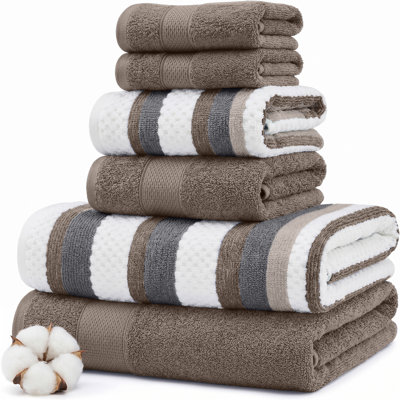 Ensemble de serviettes réversibles en fils de jacquard réversible 6 pièces Modern Threads Pax - Serviettes de bain, débarbouillettes et débarbouillettes - Super absorbant et à séchage rapide