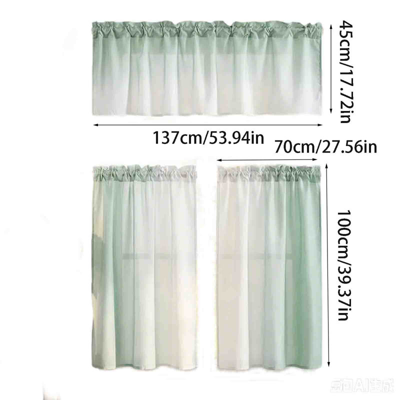 Ensemble de 3 rideaux de cuisine pour petits rideaux de café