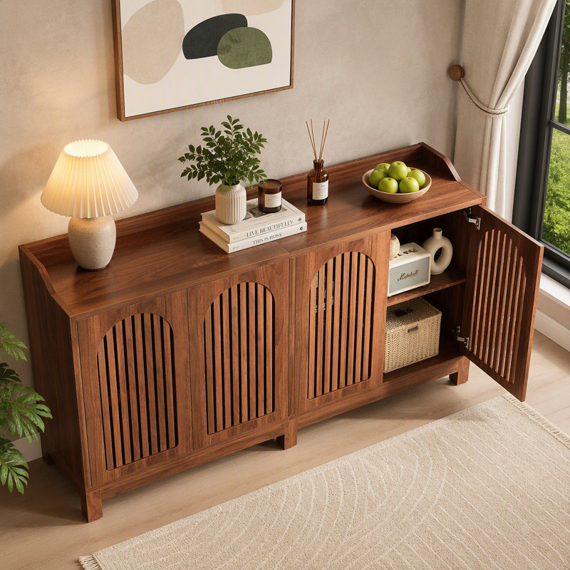 Buffet avec tablettes réglables, Brun