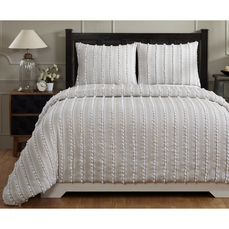 Ensemble d'édredon 100% coton avec taie décorative Anglique, Taupe, Édredon double / grand + 2 taies décoratives sta