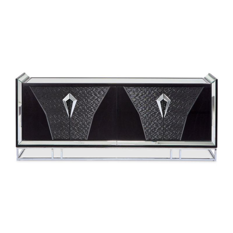 Carmela 86.75'' W Sideboard, Black/Silver