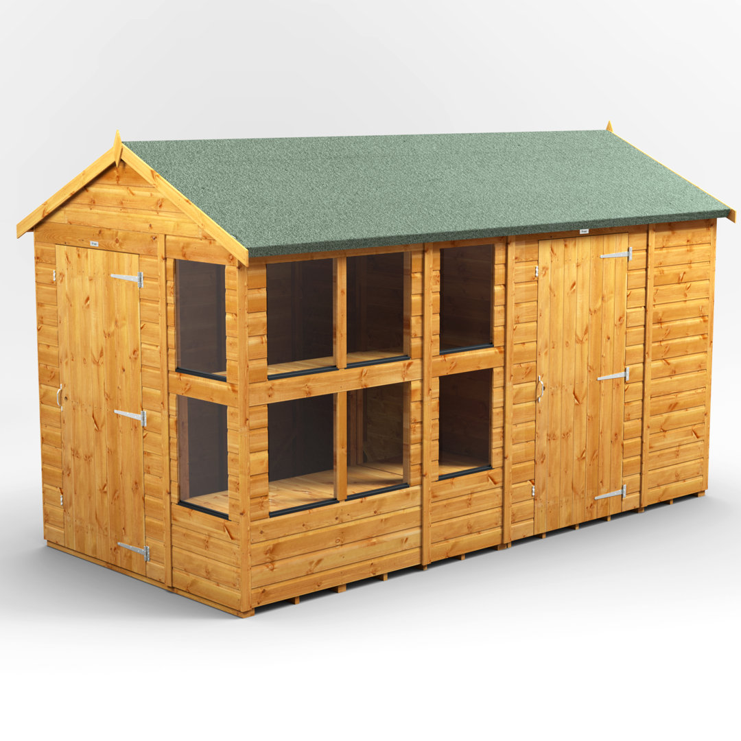 Powersheds 12 x 6ft Timber Tongue & Groove Apex Potting Shed Combi (includes 6ft Side Store)