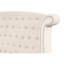 Lit double Crystal en crème, structure en bois massif, lit crème d'apparence glamour, cadre luxueux