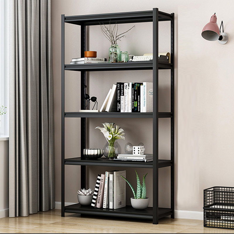 Étagère de garage à 5 niveaux H 63 po, étagères réglables robustes en métal 2000 lb pour le garage, la chambre à coucher, le salon, étagères noires H 63 po, rangement