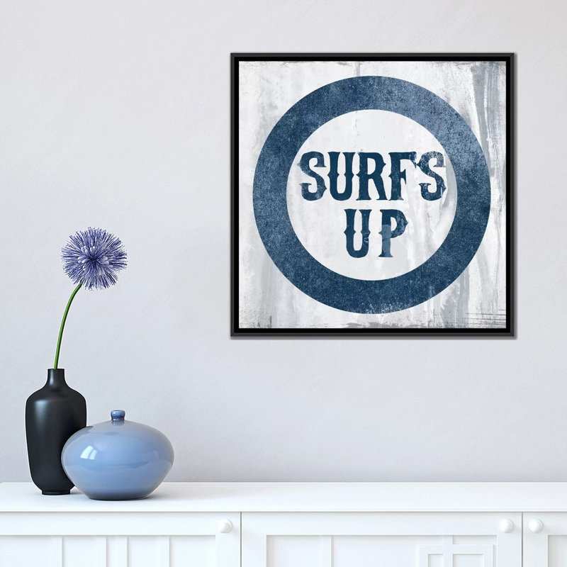 « surf », art textuel sur toile, H 18 po x l 18 po x P 1,5 po, Toile encadrée noire, Pas de tapis