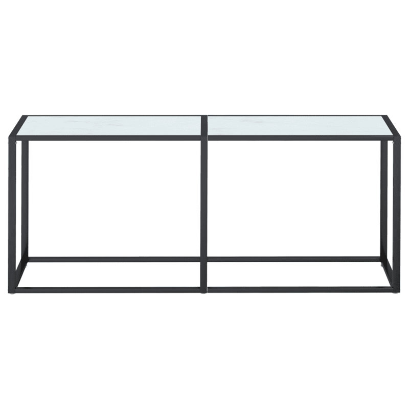 Hefling Glass Top Console Table, White Marble, 75.5 H x 180 W x 35 D cm