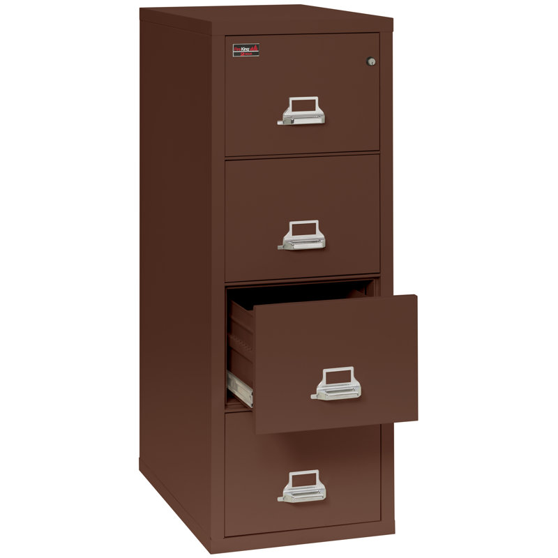 4 - Drawer File Cabinet, Brown, Key Lock