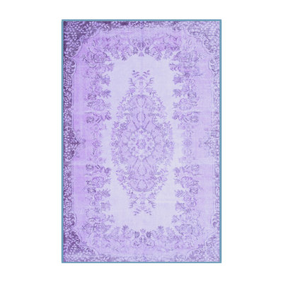 Tapis oriental en laine / polyester tissé à la machine en bleu