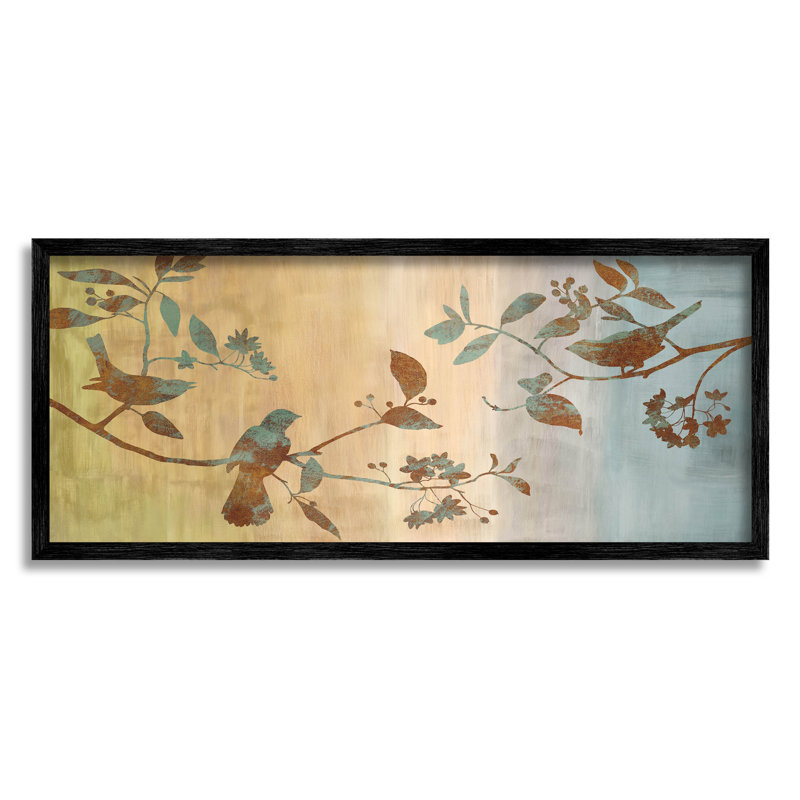 Boho, oiseaux perchés, estampe numérique par Chris Donovan, H 13 po x l 30 po x P 1,5 po, Toile tendue