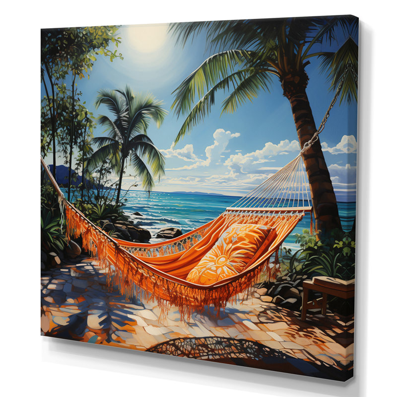 «Beach Tropical Vibes Pointillism II», reproduction sur toile, H 36 po x l 36 po x P 1,5 po, Toile tendue