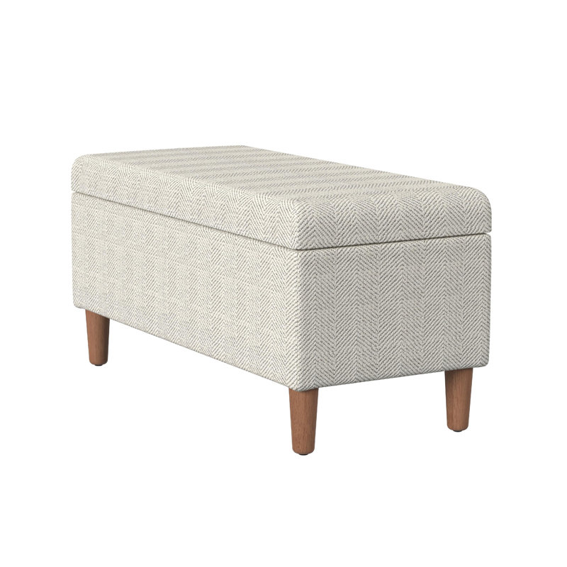 Banc de rangement décoratif Zia, tissu, brun, 36 po, Chevron crème