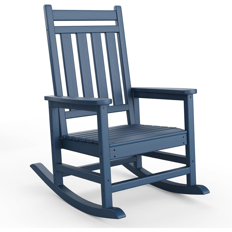 Garden Rocking Chair, Weatherproof Adirondack Rocker for Patio Balcony, Blue