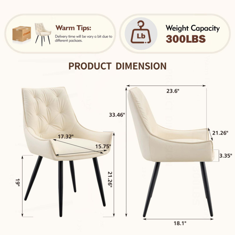 Dining Chairs Set Of 4, Faux Leather Dining Room Chair, Metal Kitchen Chairs With Mesh Texture And Sanded Legs, Flat Back Upholstered Chair (Set Of 4)