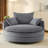 360° Swivel Sofa Chair Accent Barrel Chair 57.5" Swivel Round Chair with Dual-layer Cushion Design and 3 Removable Pillows-1496819956