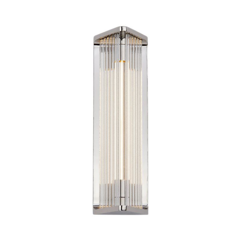 Polished Nickel Ribbed Glass LED Bath Bar