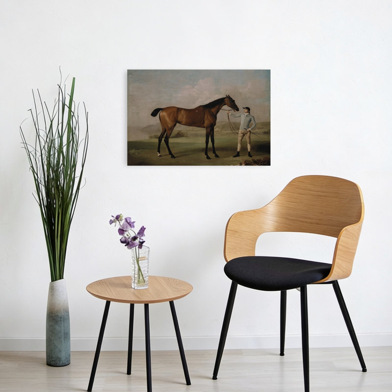Racehorse And Groom Classic Traditional Abstract Horse Landscape Nature Wall Art Print 1 Piece Wrapped Canvas Wall Art