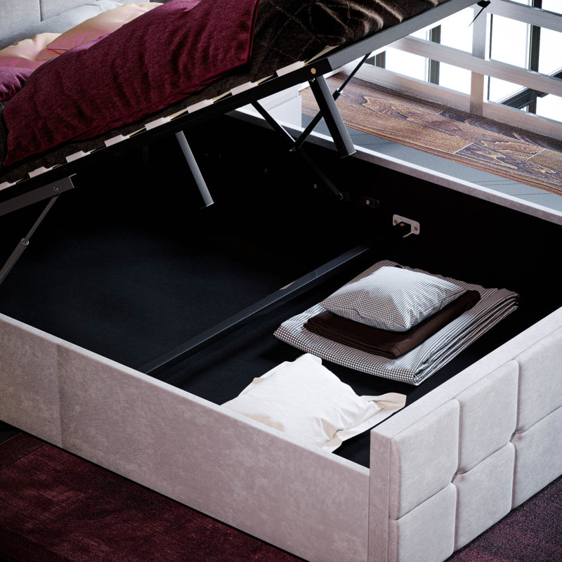 Connell Upholstered Ottoman Bed, UKFR Certified, Double (4'6), Crushed Velvet Champagne