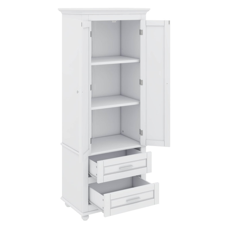 Grande armoire de rangement avec deux tiroirs pratiques, Blanc