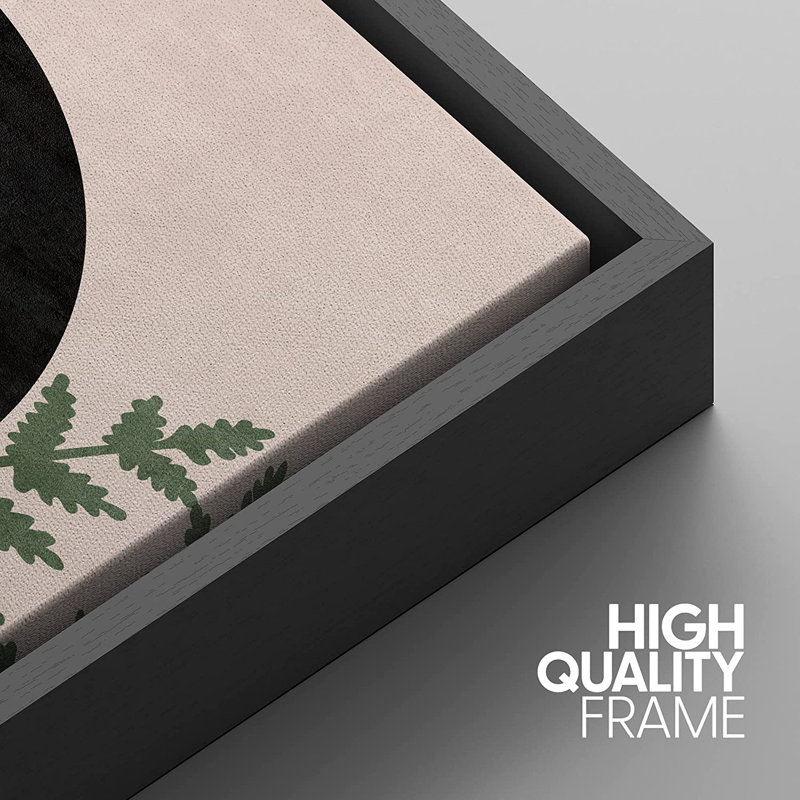 «Mid Century Modern Boho», Southwestern Desert Jungle, H 24 po x l 48 po, Cadre flottant noir