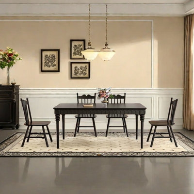 Solid wood rubber wood dining table set