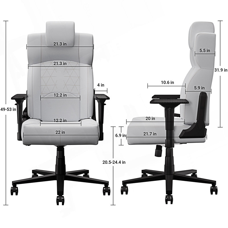 Office PC Gaming Chair, Ergonomic Office Chair With Lumbar Support, White PU