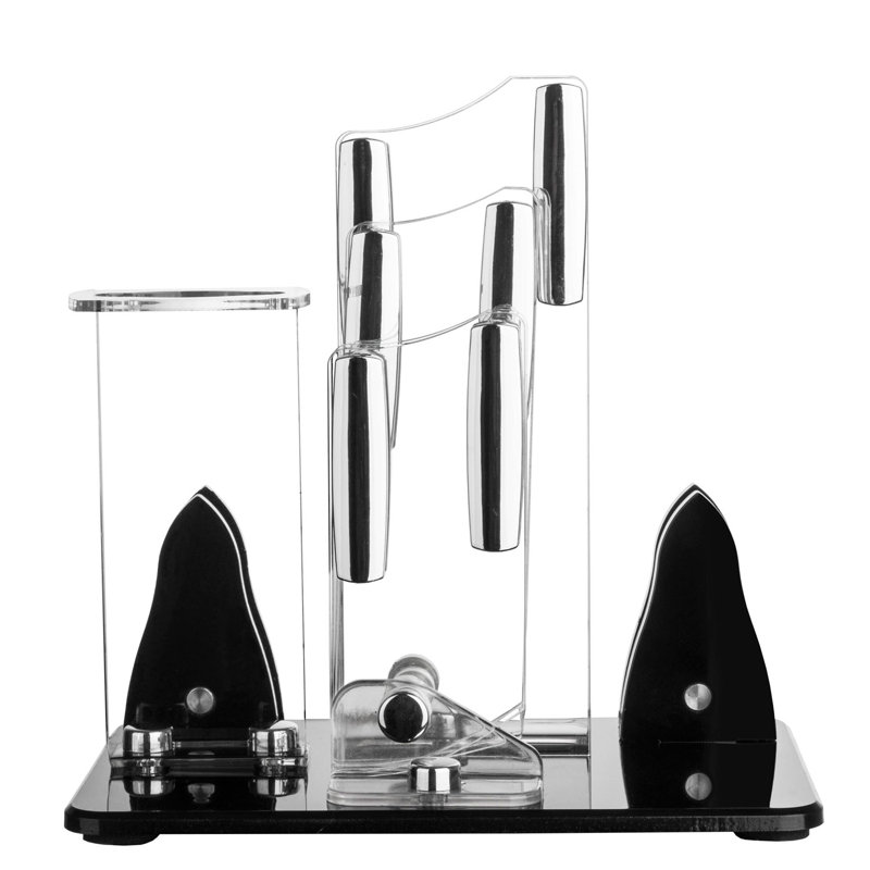 New England Cutlery 6 Piece High Carbon Stainless Steel Knife Block Set, Black