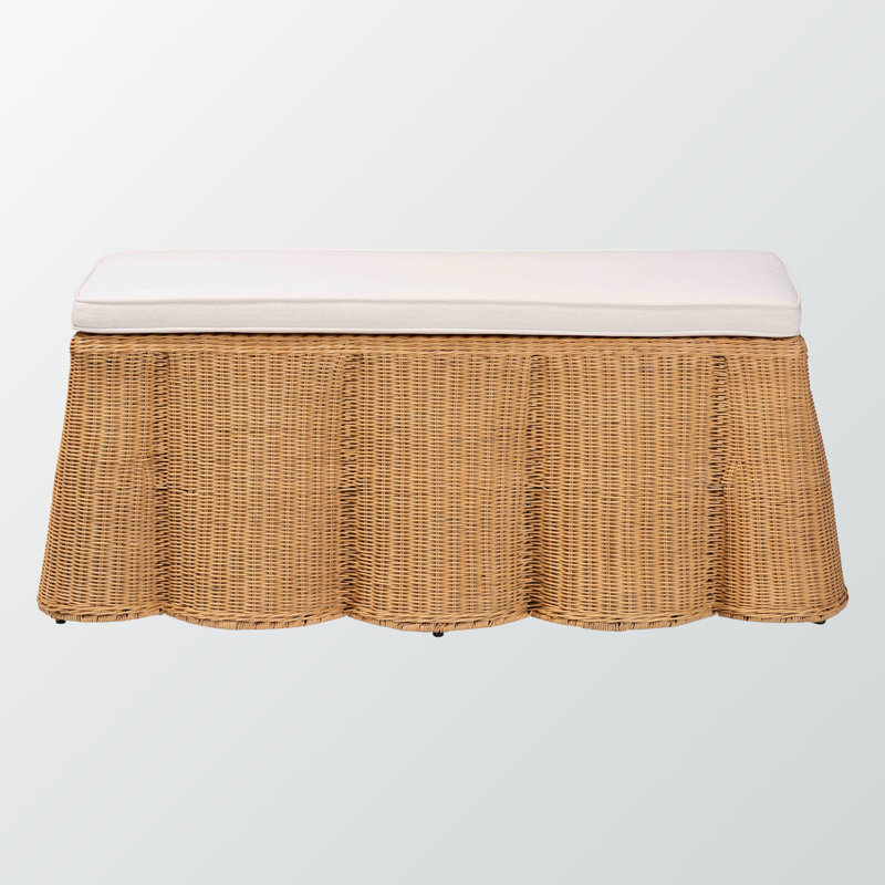 Repose-pieds rectangulaire en rotin tressé à la main avec coussin Colindres, H 17,91 po x l 45,79 po x P 22,45 po