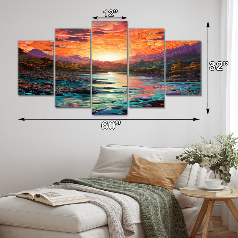 Hareera - Couple, art mural sur toile - 5 panneaux