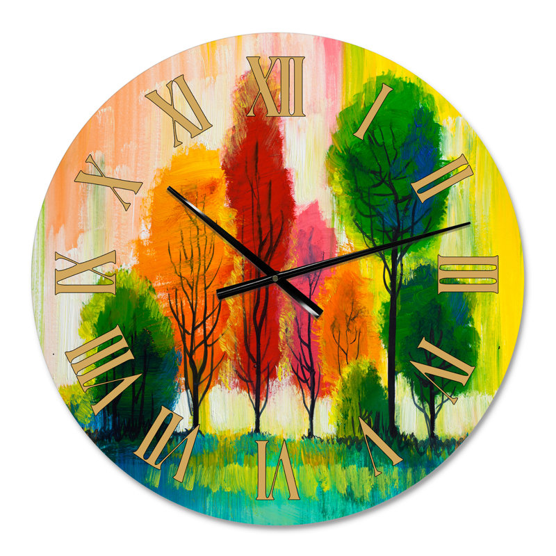 Arbre d'automne forêt colorée XXII - horloge murale maison de campagne, Petit