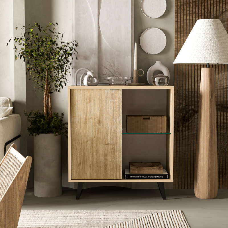 Khyli Accent Cabinet, Oak, 36" H x 36" W x 17.5" D