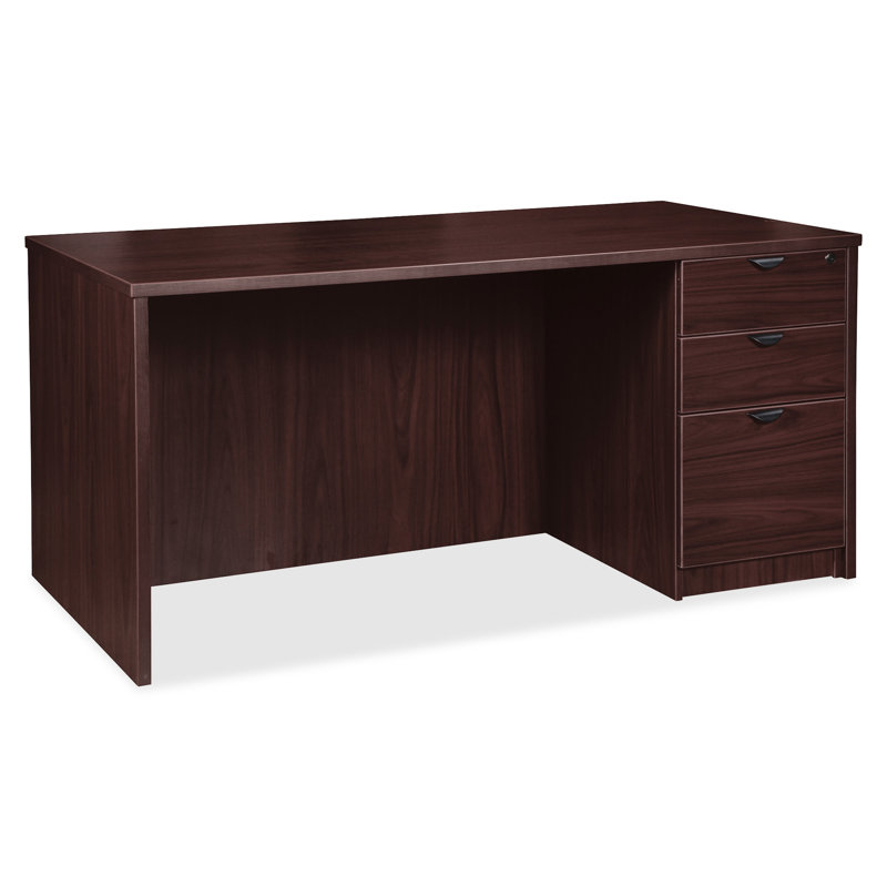 Espresso Executive Desk with Drawer and Filing Cabinet