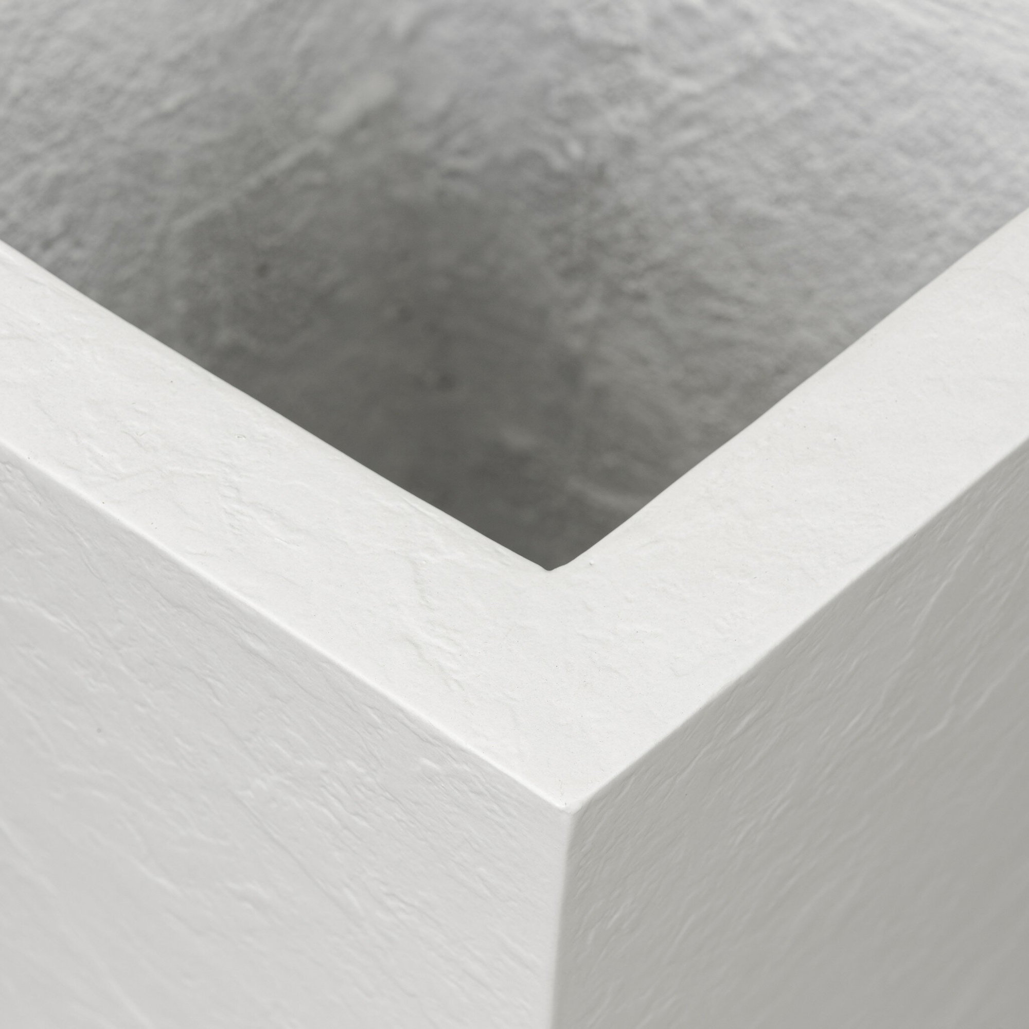 Nael Planter Box, 18" H x 18" W x 18" D, Textured White Concrete