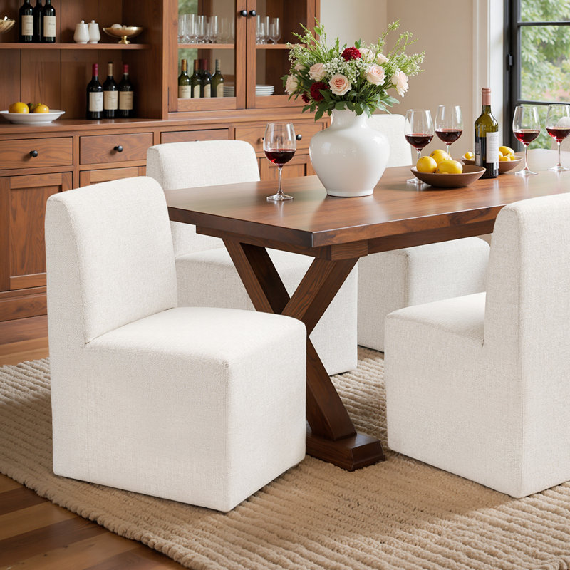 Upholstered Dining Chairs With Casters, Modern Single Sofa Chair With Slient Wheels For Living Room, Arrived Assembed(6Pc, Oatmeal)