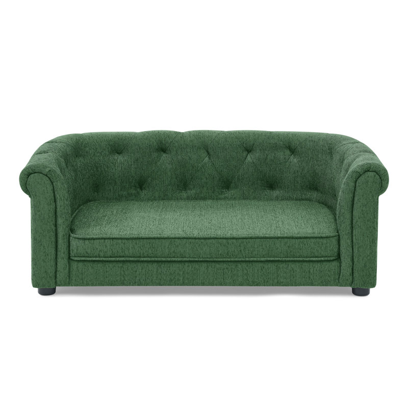 Elegant Button-tufted Pet Sofa With Linen Upholstery