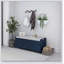 Banc de rangement avec 3 portes en forme de volet, banc à chaussures avec coussin amovible et rangement caché