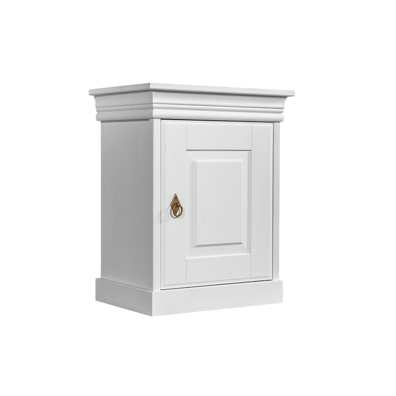 Waler 50.2 cm W Solid Wood Bedside Table, White, White