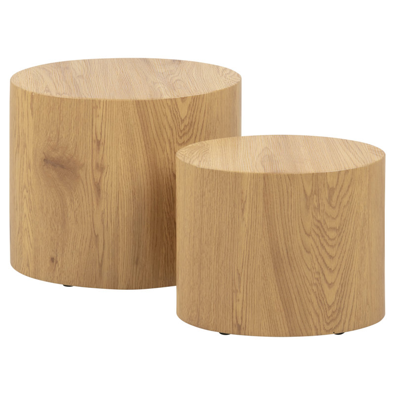 Burmaster Drum End Table Set, Oak