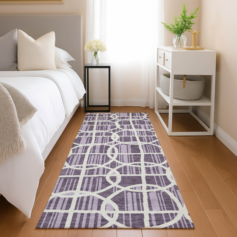 Machine Washable Indoor/Outdoor Chantille ACN2769 Geometric Rug, 2'3" x 7'6" Runner, Plum