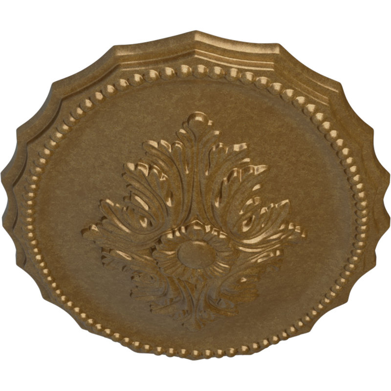 Médaillon de plafond Endurathane Oxford, l 16 7/8 po x H 11 3/4 po x P 1 1/2 po, finition or pâle peinte à la main, Or pâle