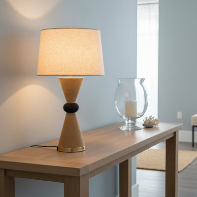Alba 28" Rattan Table Lamp with USB 3-Way Touch Dimmer