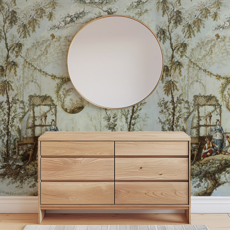 Blue French Rococo Chinoiserie Panel Wallpaper