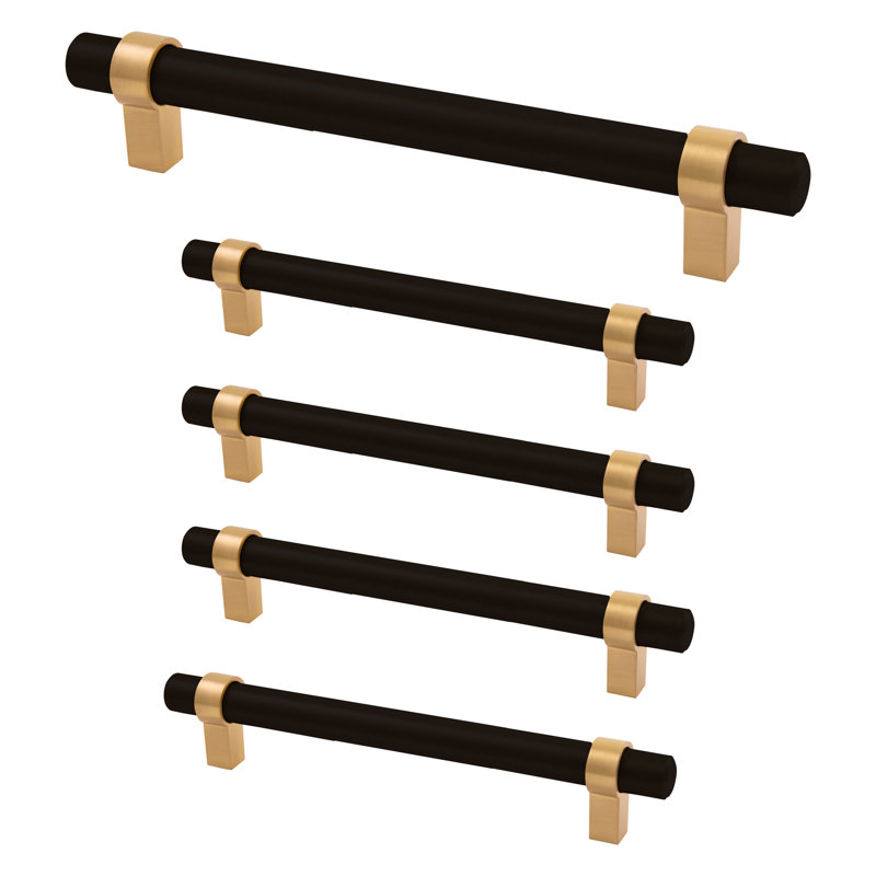 Emery 5 1/16" Center to Center Bar Pull Multipack, Matte Black/Satin Gold