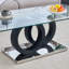 Modern Style Glass Top MDF Coffee Table with Black Base, Suitable for Living Rooms and Lounge Areas