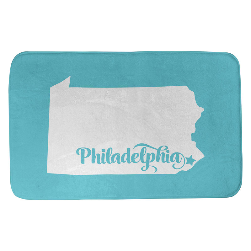 Tapis rectangulaire antidérapant pour salle de bain, L 21 po x L 34 po, Rouge, Pennsylvania Philadelphia