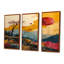 Red Moon Mountain Retro Collage - ensemble de décoration murale paysage abstrait-454802062-454802063