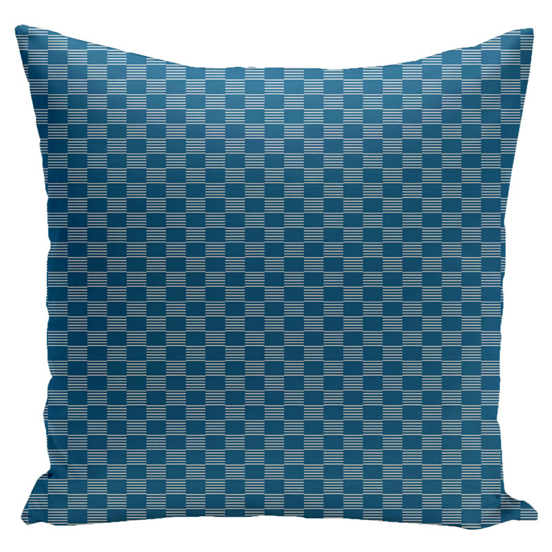 Geometric Gingham Reversible Throw Pillow, 18" x 18", Peacock