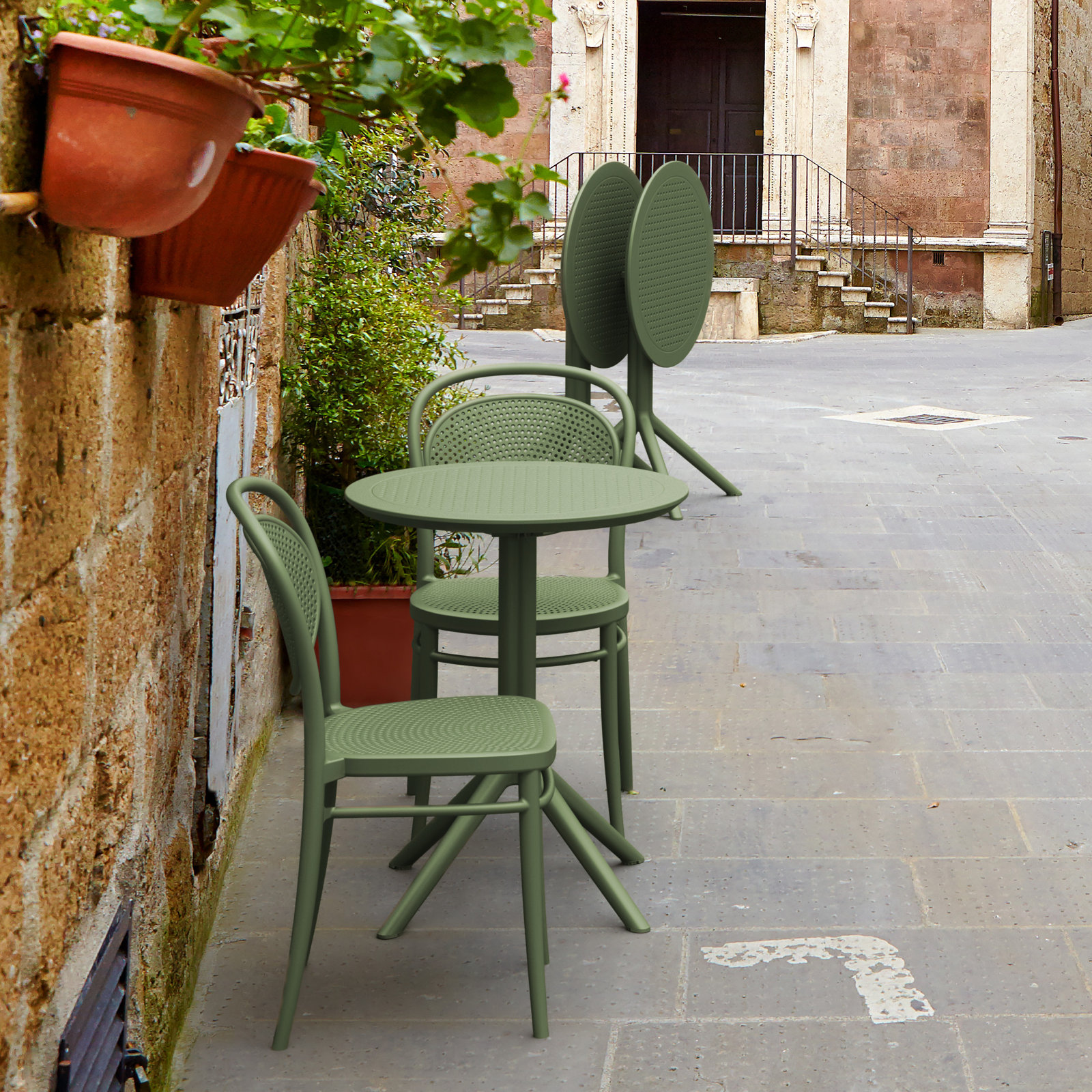 Farrah 24" Patio Bistro Set, Olive Green