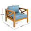 Fauteuil club d'extérieur en bois avec coussins bleus, conversation, chaise ergonomique confortable et confortable de 4 pièces, idéale pour les patios et les jardins, finition, assemblage facile